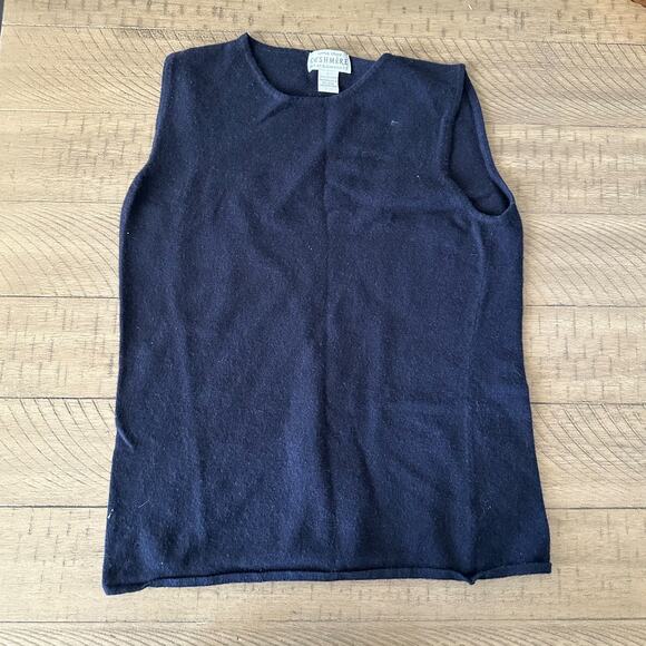 Sutton Studio Bloomingdale's Navy Blue Cashmere Tank Sweater Size Large - Picture 1 of 3